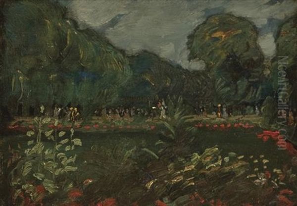 Main Entrance, Luxembourg Gardens Oil Painting by George Luks