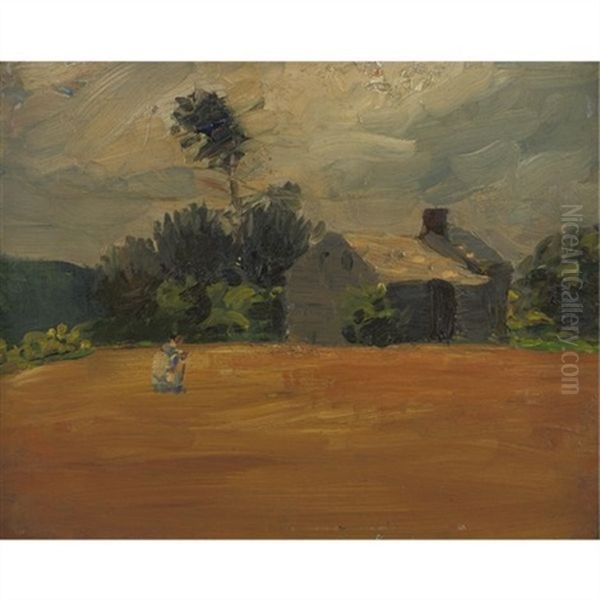 Field And Cottage Oil Painting by George Luks