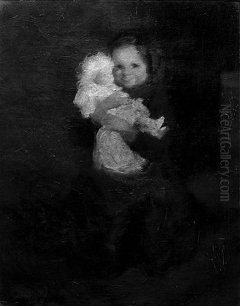 Young Girl With Doll Oil Painting by George Luks