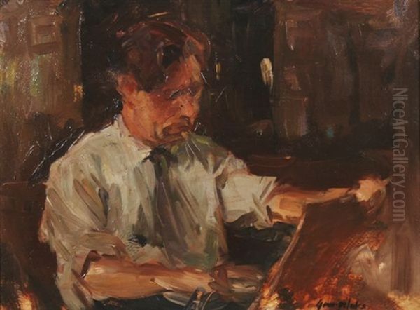 Portrait Of A Man Painting Oil Painting by George Luks