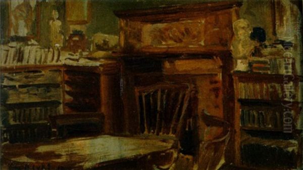 Study Of Editor Drake's Office, The Century Magazine Oil Painting by George Luks