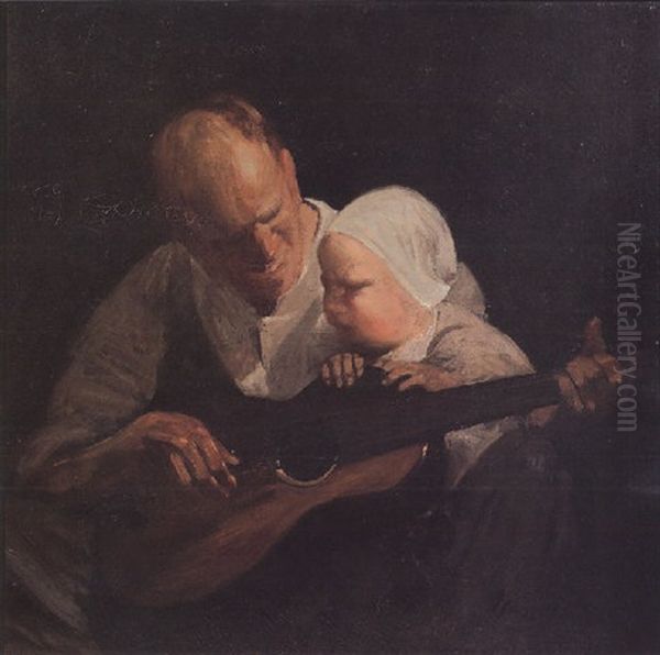 The Guitar Oil Painting by George Luks