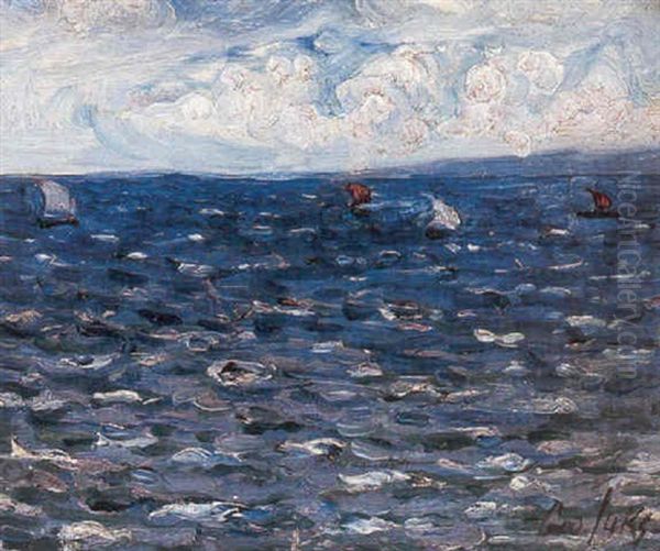 Sailboats On A Windy Day Oil Painting by George Luks