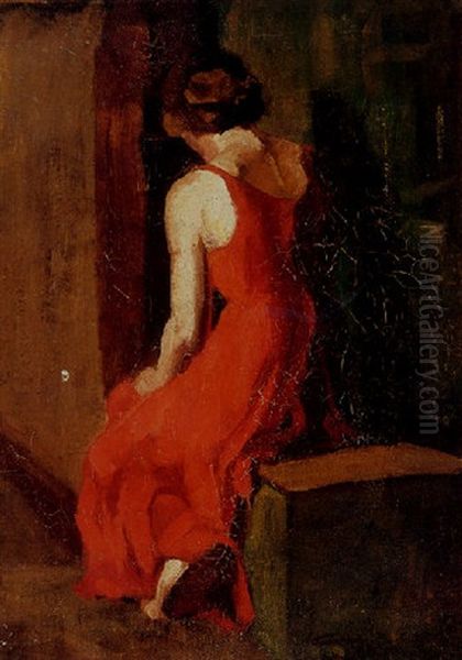 Connie Ruby Seated Oil Painting by George Luks