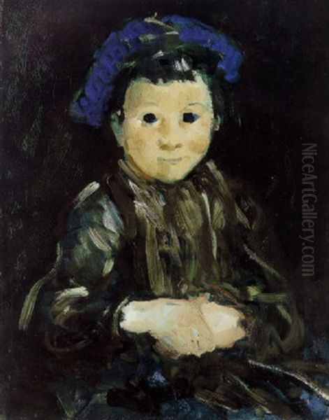 Boy With Blue Cap Oil Painting by George Luks