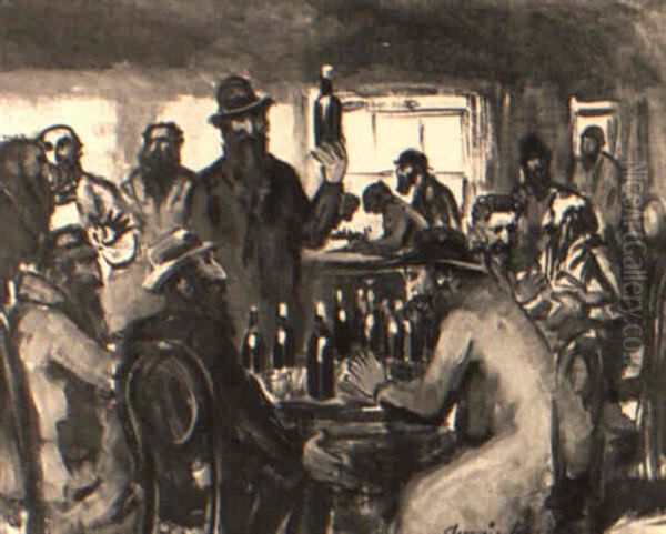 Men At Sweeney's Oil Painting by George Luks