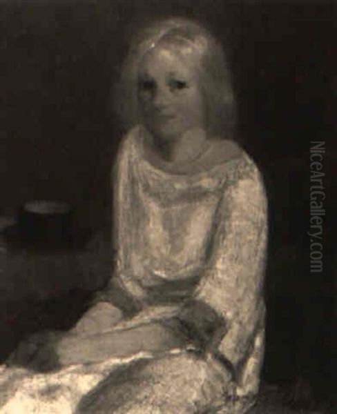 Girl In A Yellow Dress Oil Painting by George Luks