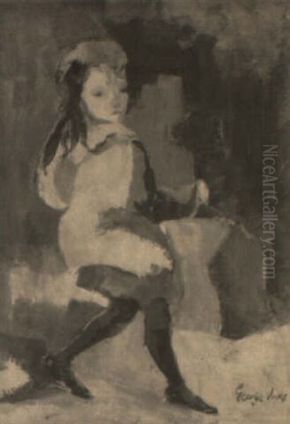 A Street Urchin Carrying A Basket Oil Painting by George Luks