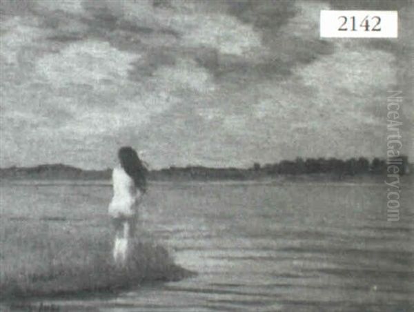 Nude Female By The Water Oil Painting by George Luks