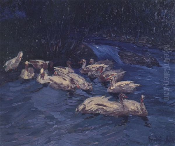 Wild Geese Oil Painting by George Luks