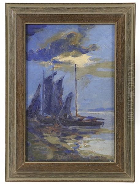 In A Cove On The Brittany Coast Oil Painting by Harriet Randall Lumis