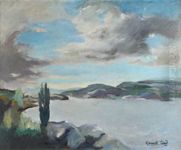 Fjordlandskap Oil Painting by Henrik Lund