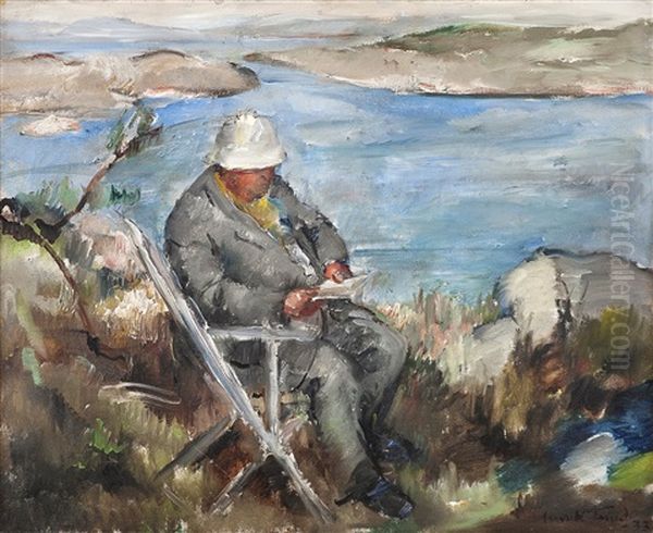 Professor 1933 Oil Painting by Henrik Lund