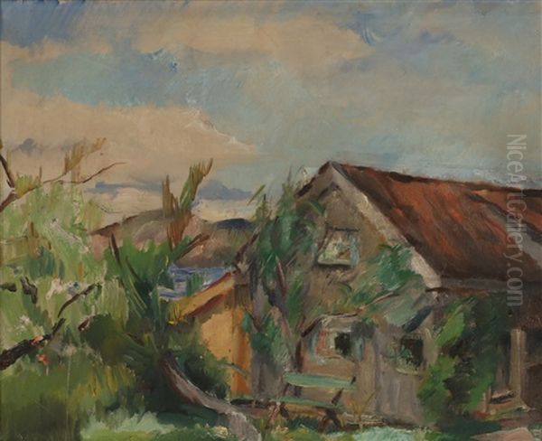 Hus I Landskap Oil Painting by Henrik Lund