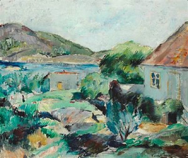 Garden Overlooking The Water Oil Painting by Henrik Lund