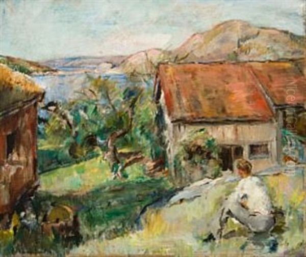 Sommer Pa Skatoy Oil Painting by Henrik Lund