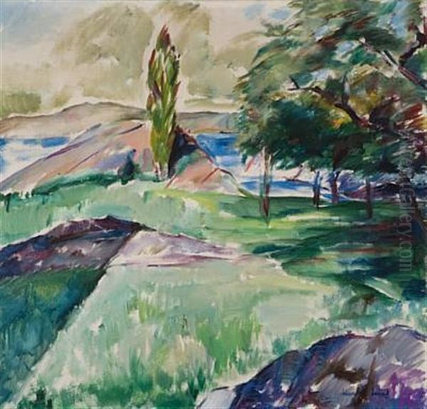 Kystlandskap Oil Painting by Henrik Lund