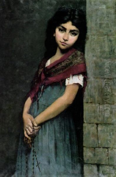 Kirkon Ulkopuolella Oil Painting by Amelie Lundahl