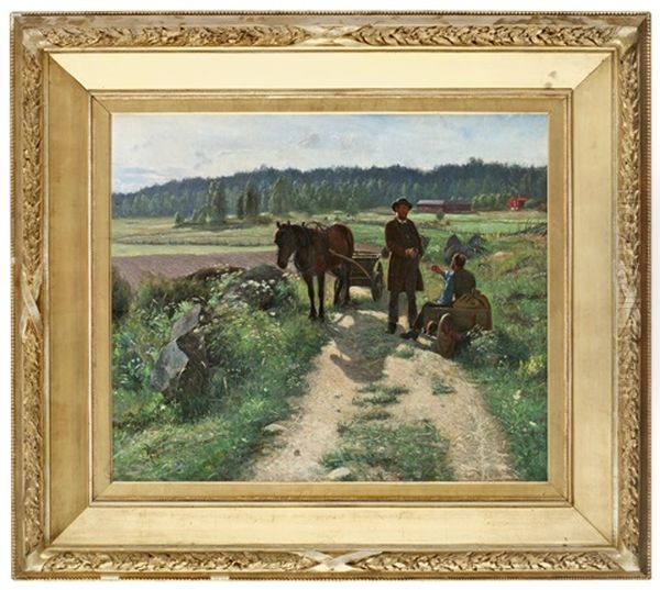 Landskapsmotiv Fran Roslagen Oil Painting by Robert Karl Lundberg