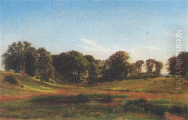 Bakket Landskab Ved Raadvad Oil Painting by Anders Christian Lunde