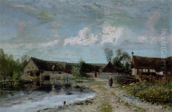 Skanegard Vid Damm Oil Painting by Justus Lundegard