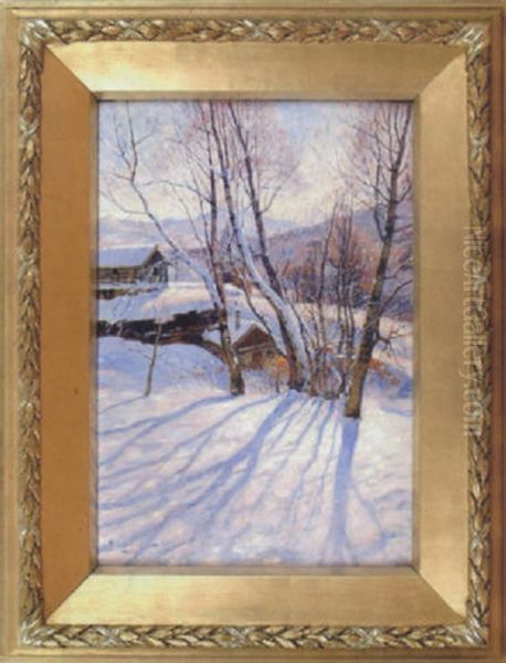 Solig Vinterdag Oil Painting by Justus Lundegard