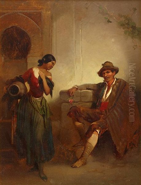 Vid Brunnen, Sevilla Oil Painting by Egron Sellif Lundgren