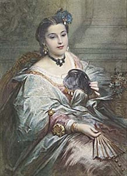 Elegant Dam Oil Painting by Egron Sellif Lundgren