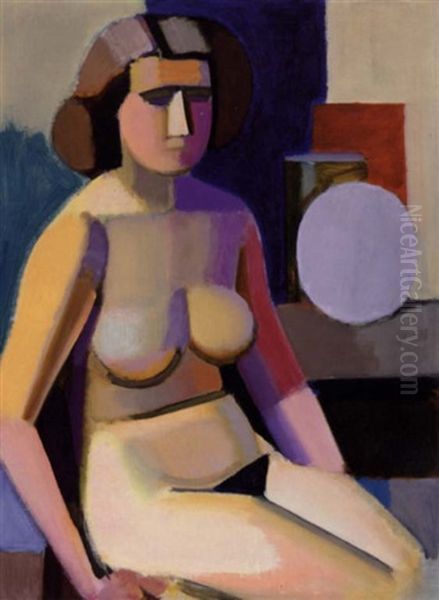 Siddende Model Ved Opstilling Oil Painting by Vilhelm Lundstrom