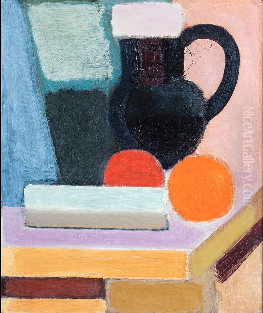 Opstilling Med To Appelsiner Oil Painting by Vilhelm Lundstrom