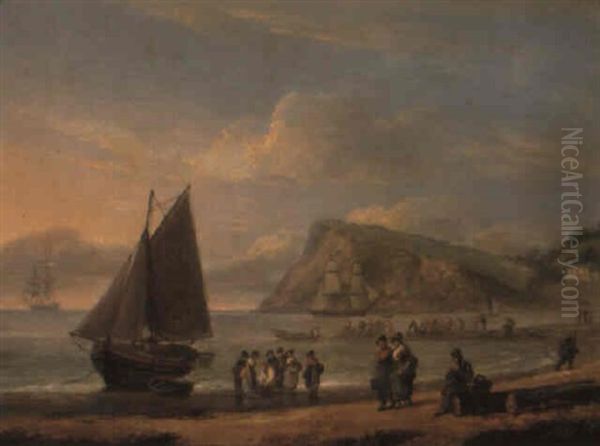 A View Of Ness Point, Teignmouth, Devon Oil Painting by Thomas Luny