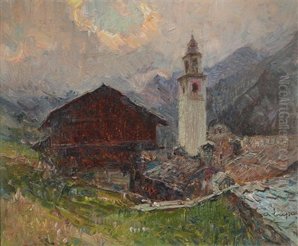 Tramonto In Montagna Oil Painting by Alessandro Lupo