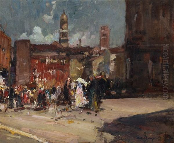 Animazione In Campo Santa Margherita A Venezia (mercato) Oil Painting by Alessandro Lupo