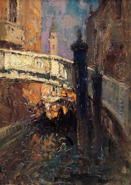 Un Canale A Venezia Oil Painting by Alessandro Lupo