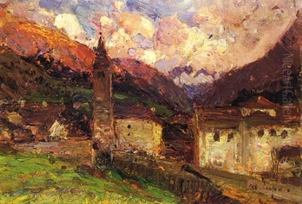 Paese Di Montagna Oil Painting by Alessandro Lupo
