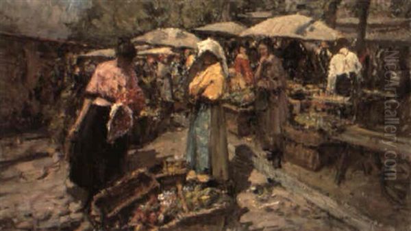 Giorno Di Mercato Oil Painting by Alessandro Lupo