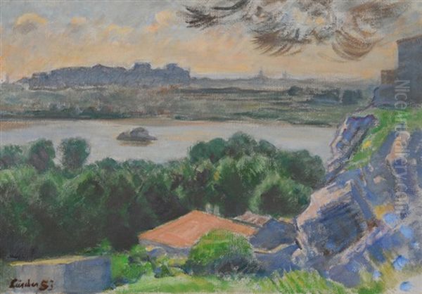 Vue D'avignon Oil Painting by Jean-Jacques Luscher