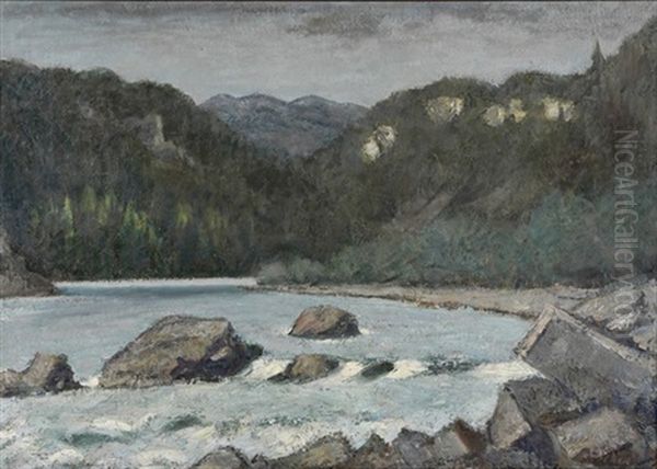Bergwasser, Unterengadin Oil Painting by Jean-Jacques Luscher