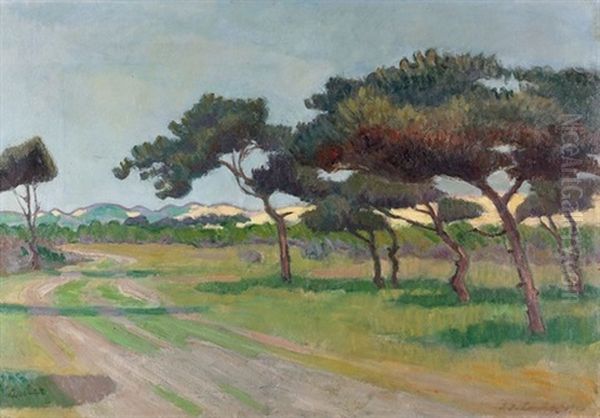 Landschaft Mit Pinien Oil Painting by Jean-Jacques Luscher