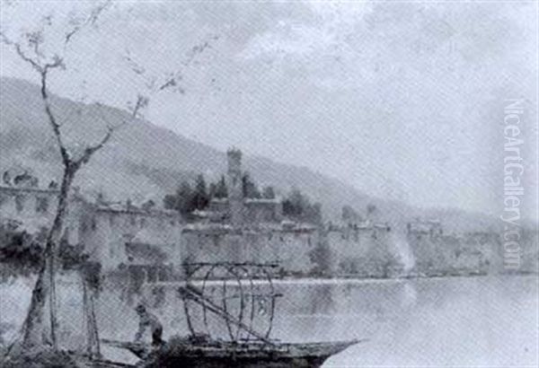 Landschaft Am Lago Maggiore Oil Painting by Jean-Jacques Luscher