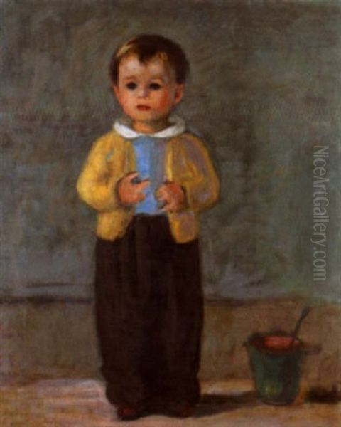 Portrat Eines Kindes Mit Spieleimer Oil Painting by Jean-Jacques Luscher