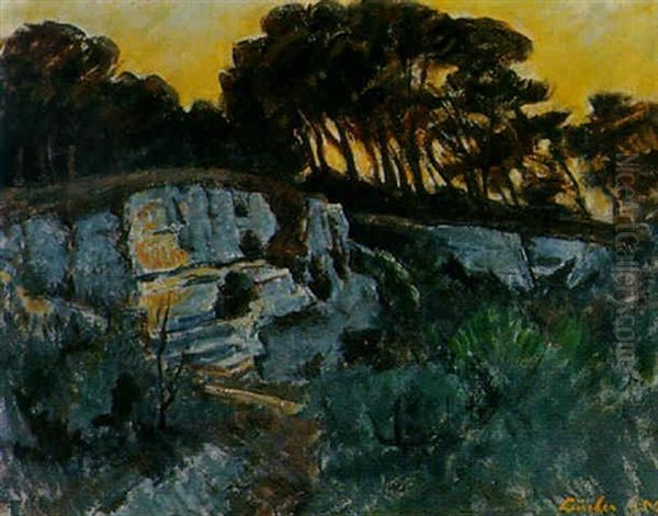 Landschaft In Der Provence Oil Painting by Jean-Jacques Luscher