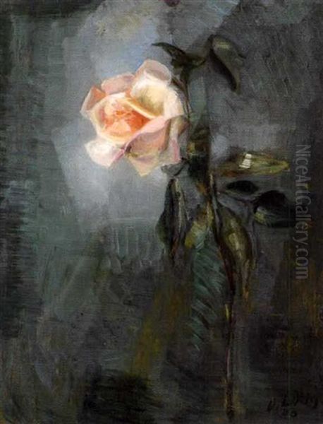 Rose Oil Painting by Oscar Wilhelm Luethy