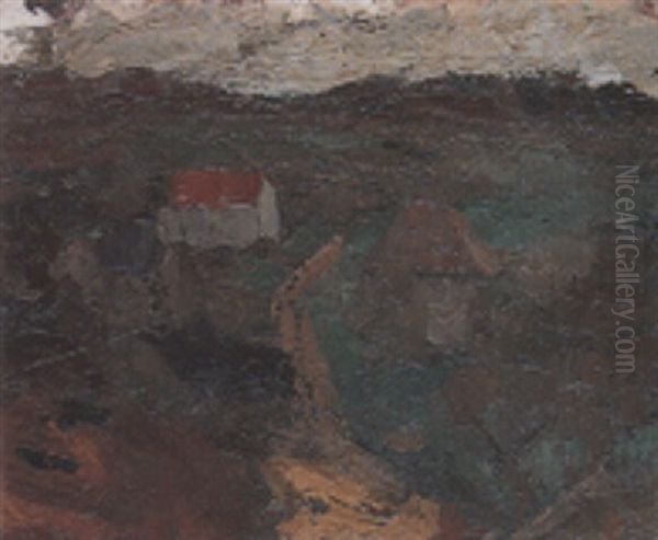 Landschaft Mit Hausern Oil Painting by Oscar Wilhelm Luethy