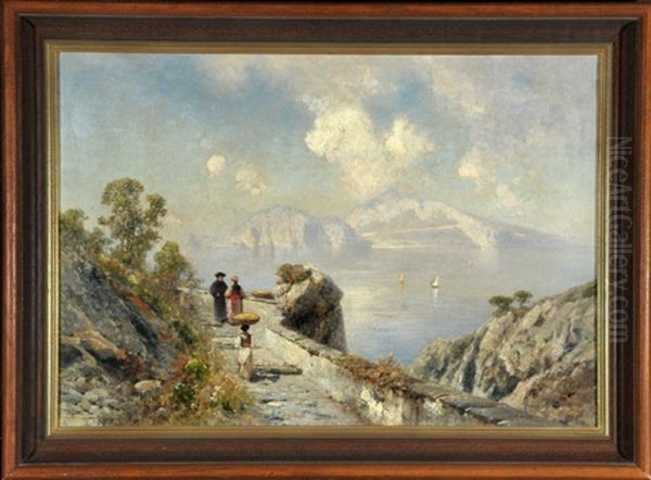Felsenweg Auf Capri Mit Personen Oil Painting by Ascan Lutteroth