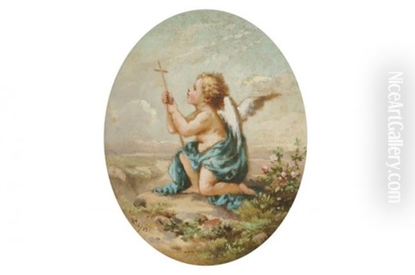 Angel Holding A Cross Oil Painting by Edwin Landseer Lutyens