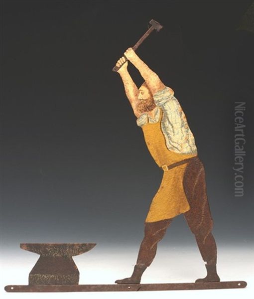 The Archer, The Blacksmith, Woman At Spinning Wheel And Fruit, Flowers And Teapot (shop Signs For Cockington Village)(set Of 4) Oil Painting by Edwin Landseer Lutyens