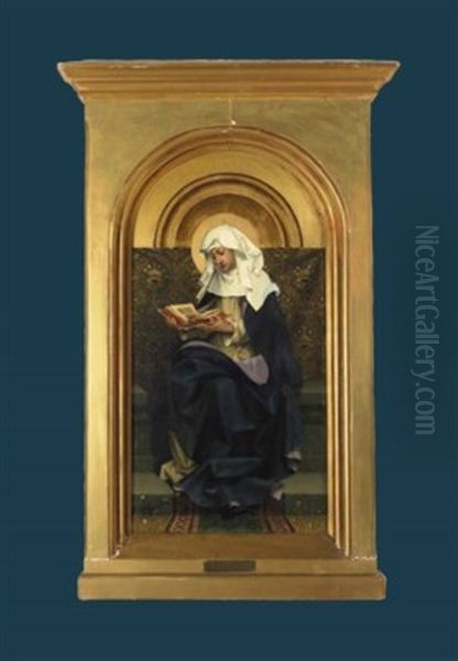 Vierge Lisant Oil Painting by Theophile Lybaert