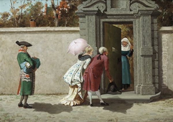 Willkommene Gaste Oil Painting by Theophile Lybaert