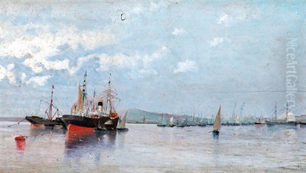 Puerto De Montevideo Oil Painting by Justo Maximo Lynch